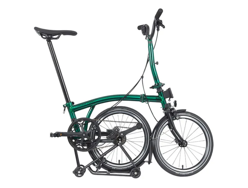 Brompton P-Line Urban With Rack Mid Bar Folding Bike 2023 Emerald Laquer-2